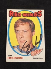 TIM ECCLESTONE 1971-72 TOPPS SIGNED AUTOGRAPHED CARD #52 RED WINGS