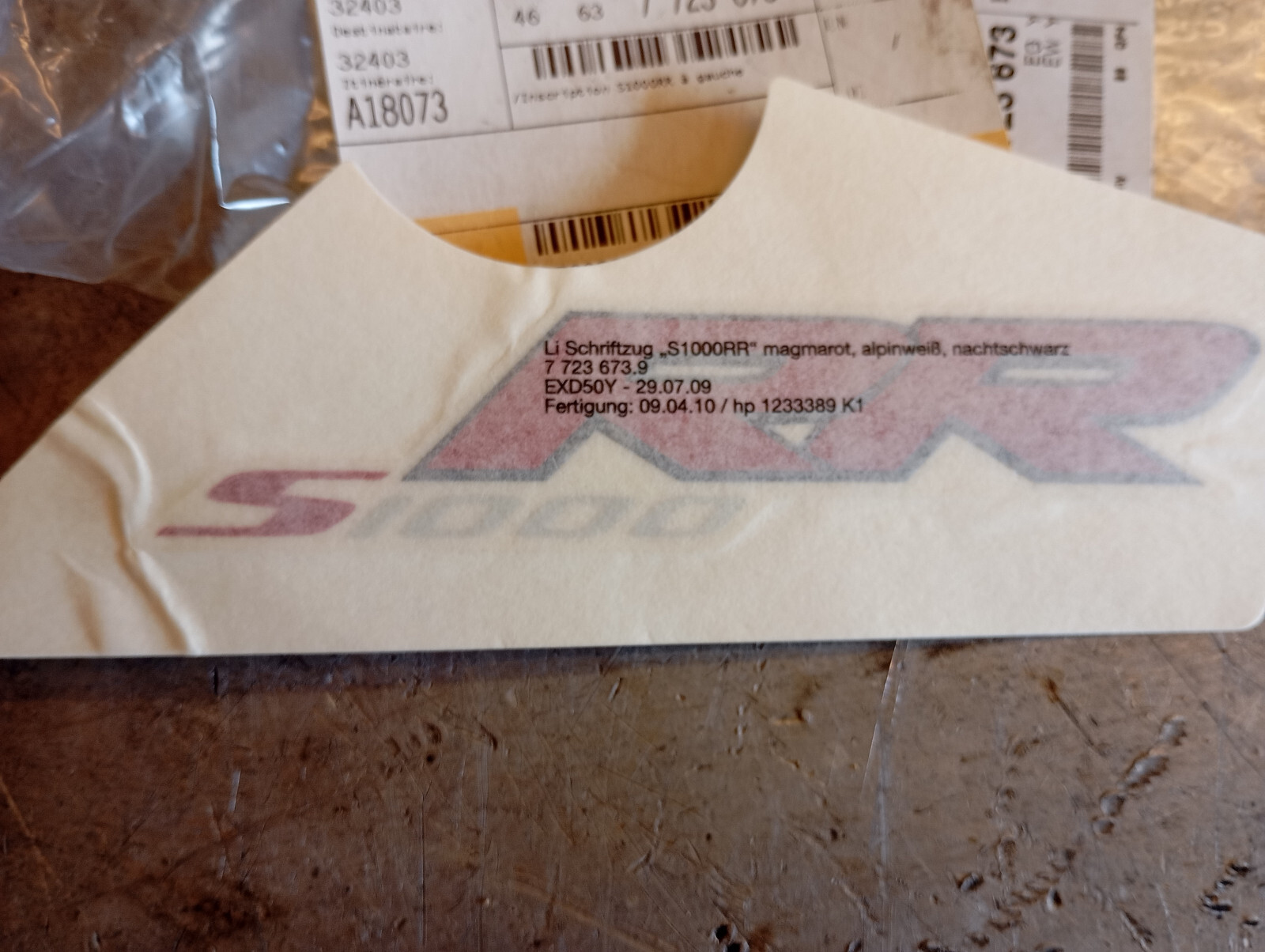 Autocollant gauche BMW S 1000 RR vinyle origine réf 46637723673