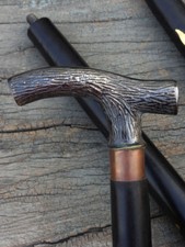 Vintage Antique Walking Cane Wooden Walking Stick Silver Brass Handle Knob Gift