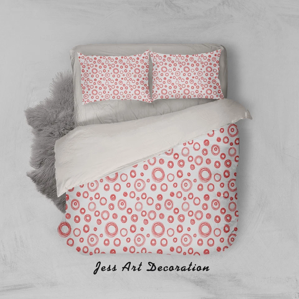 3D Pink Circles Pattern Quilt Cover Set Bedding Sets Pillowcases Queen - Image 3 of 4