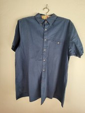 Ted Baker Kostume Mens Button Down Shirt Size 6 Navy Blue Short Sleeve Twill