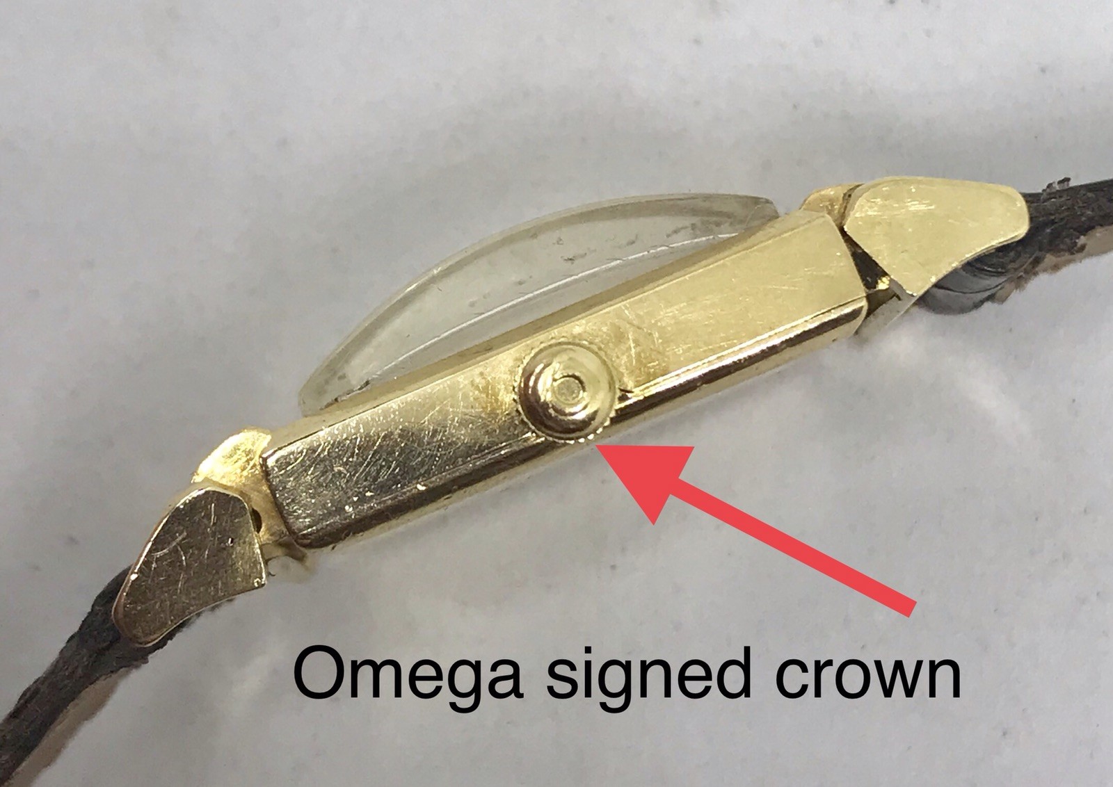 Omega 14k Solid Gold Rectangule Driver Watch Swiv… - image 3