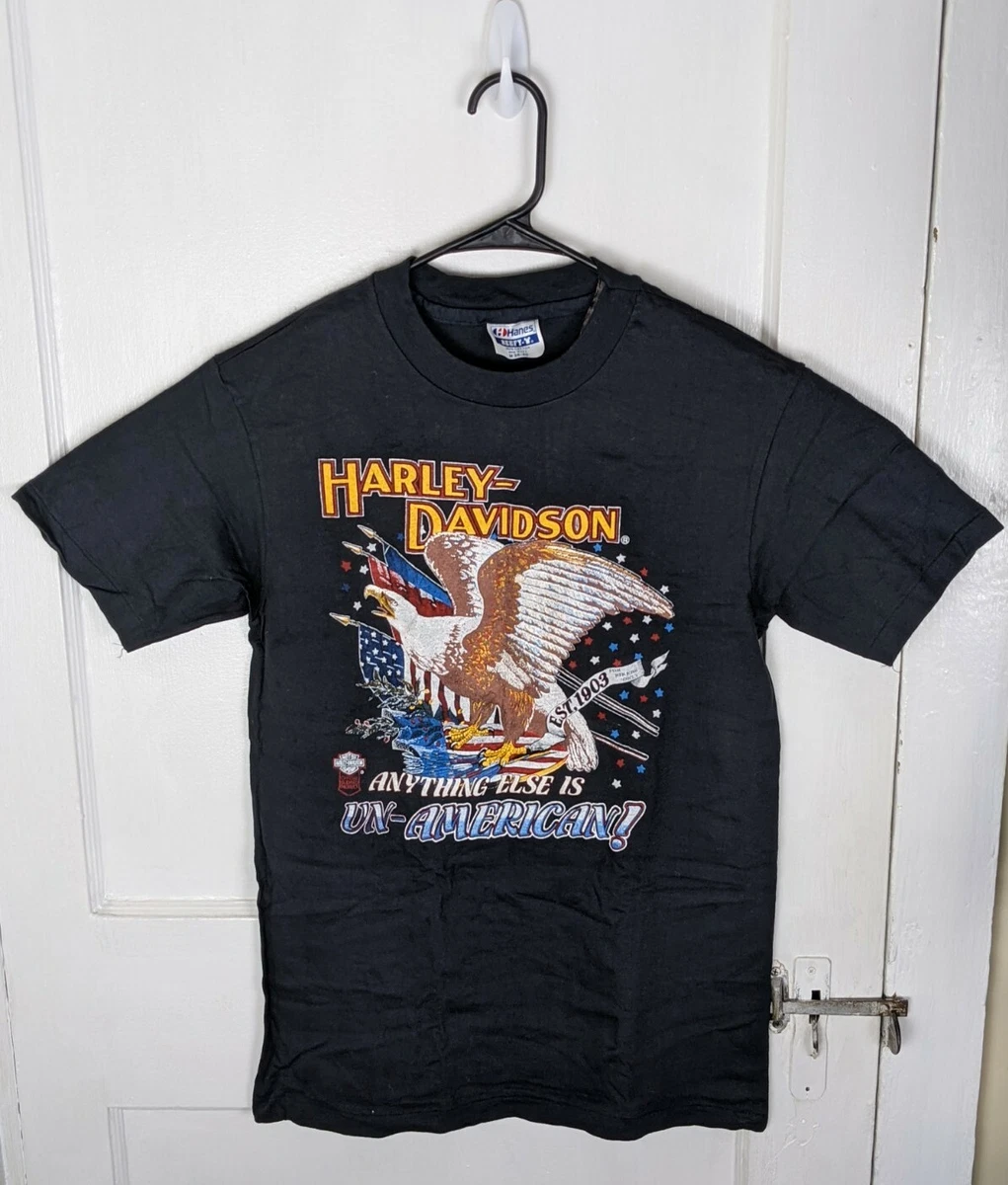 Vtg 80s Harley Davidson UnAmerican Shirt Hanes Med. Single 1987 Double  Sided USA