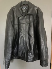 Tommy Hilfiger Genuine Leather Jacket Coat Mens XL Lined Black Vintage 1990s Y2K