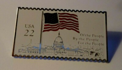 VTG USPS POSTAL STAMP PIN ''USA 22 OF THE PEOPLE BY THE PEOPLE FOR THE PEOPLE''   