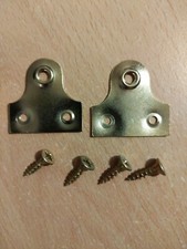 PAIRE DE PLAQUES DE VERRE MIROIR PHOTO 32 MM CADRE LAITON PLAQUÉ FIXATION SUSPENDUE