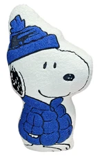 Rare Peanuts Snoopy Sherpa Pillow Blue Puffer Jacket Christmas Plush NWT 15”