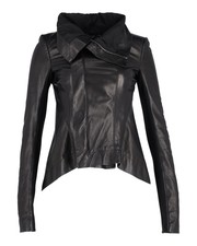 Rick Owens Draped Jacket In Black Leather Ints