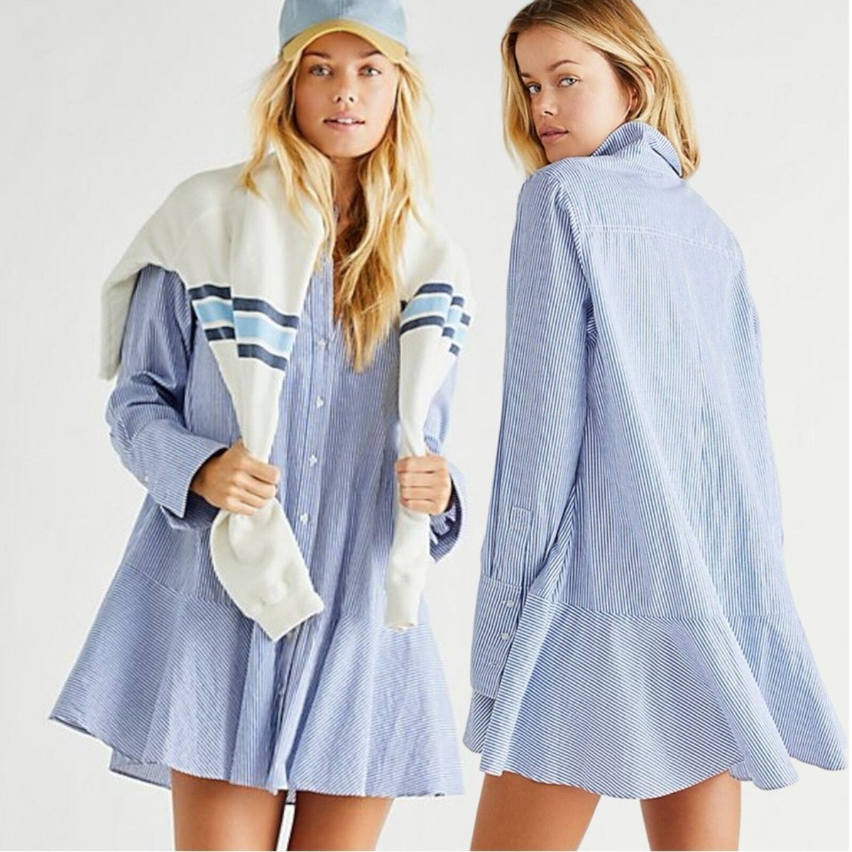 free people blue and white striped dress Free People Women's Primavera Stripe Cotton Midi Dress, Medium