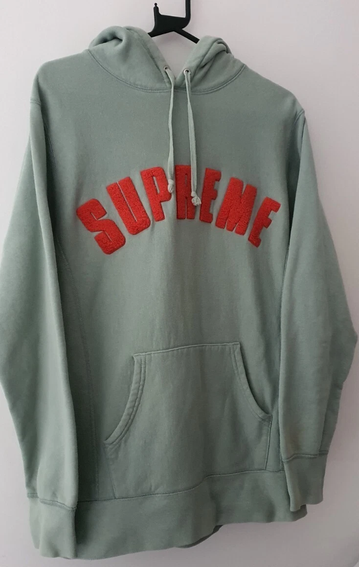 Sweat à capuche SS17 Supreme Chenille Arc Logo Taille M Medium Seafoam Hoodie