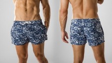 AussieBum Men's Swim short "Bloom" style, Navy  White floral, 2XL, New-Unused