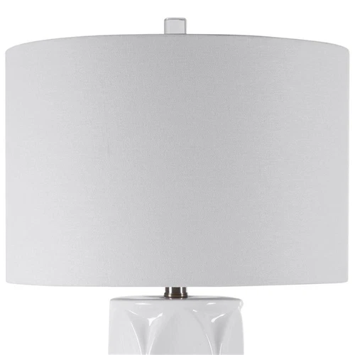 Uttermost Sinclair Contemporary Ceramic Metal and Fabric Table Lamp in White - Picture 3 of 6