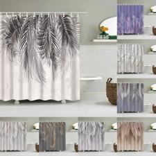 UK STOCK Retro Palm Leaf Pattern Bathroom Shower Curtain Nordic PEVA Decors DIY