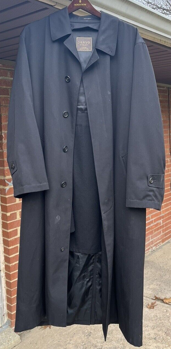 Sanyo Excellent Men's Large Overcoat Trench Coat Black 46 | eBay Sanyo Excellent Men's Large Overcoat Trench Coat Black 46 | eBay