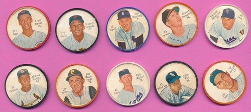 HOF LOT 10) BANKS CEPEDA FOX HODGES MINOSO MARTIN 1962 SALADA JUNKET COINS TPHLC