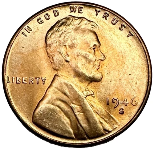 1946-S Red Gem BU Lincoln Wheat Cent 1 Cent 1c Coin Fast S&H W/Tracking