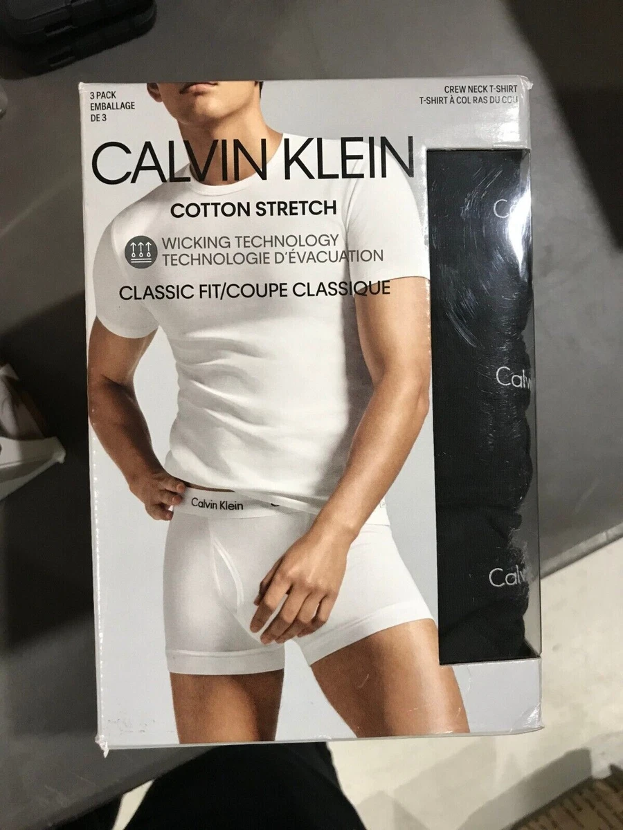 NB2798 Stretch Black T-Shirt | Cotton Crew Men eBay Wicking Klein Neck Calvin 3-Pack