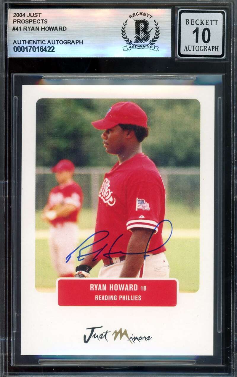 Ryan Howard Gem Mint 10 Beckett BAS Signed 2004 Just Minors Prospects Autograph