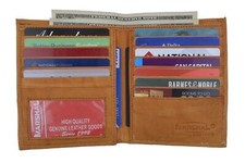 Genuine Cowhide Leather RFID Hipster Mens Wallet Slim Bifold Card ID Holder TAN