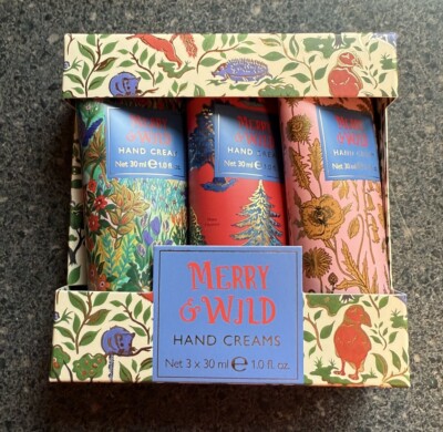 Heathcote & Ivory MERRY & WILD Hand Cream Set 3x 1.0oz HOLIDAY design NIB Sealed