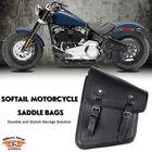 NEW HARLEY STYLE MOTORCYCLE LEATHER SOFTAIL SWINGARM SOLO BAG LEFT SIDE