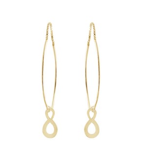 Authentic Love fity Dangle Ear Stick Thread Slide 14K Yellow Gold Plated Silver Earrings