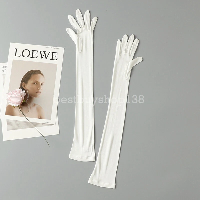 Mujeres 100% Seda Exterior Largo Codo Guantes Tejidos Seda Noche Ópera Fiesta Guantes Foto 3 de 4