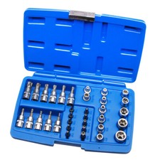 34 tlg Au&szlig;en Torx N&uuml;sse Innentorx Nuss Steckschl&uuml;ssel Bits Bit Werkzeug T-Profil