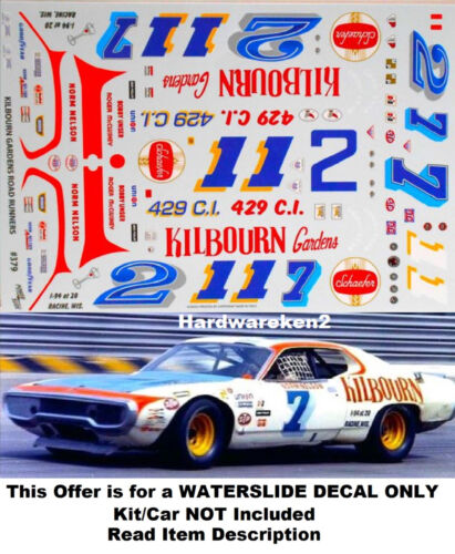 NASCAR DECAL # 7 KILBOURN GARDENS 1973 PLYMOUTH ROAD RUNNER NORM NELSON 1/25 - Picture 1 of 10