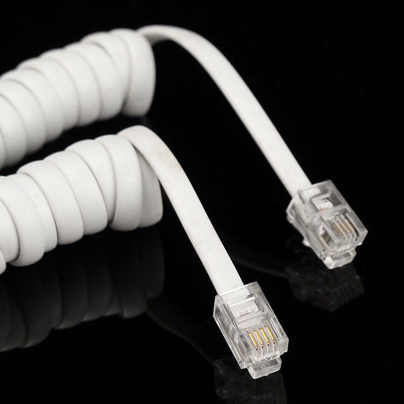 2M Coiled Telephone Handset Cable RJ10 Phone Extension Cord White 2m