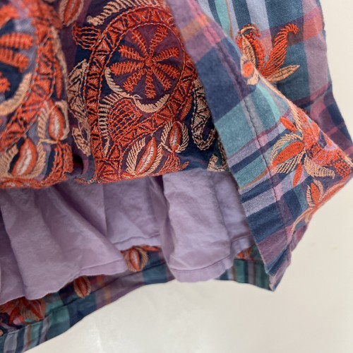 Vestido Tea Collection Bordado Mahamaya Cuadros India Talla 7 Azul Tejido - Imagen 6 de 8