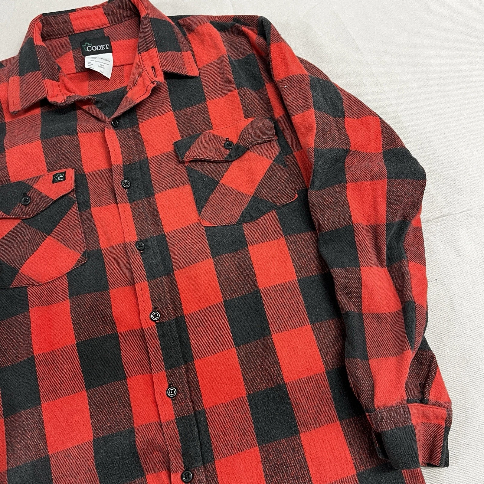 Vintage Codet Buffalo Check Plaid Insulated Shirt Jacket Vtg USA Made Sz L