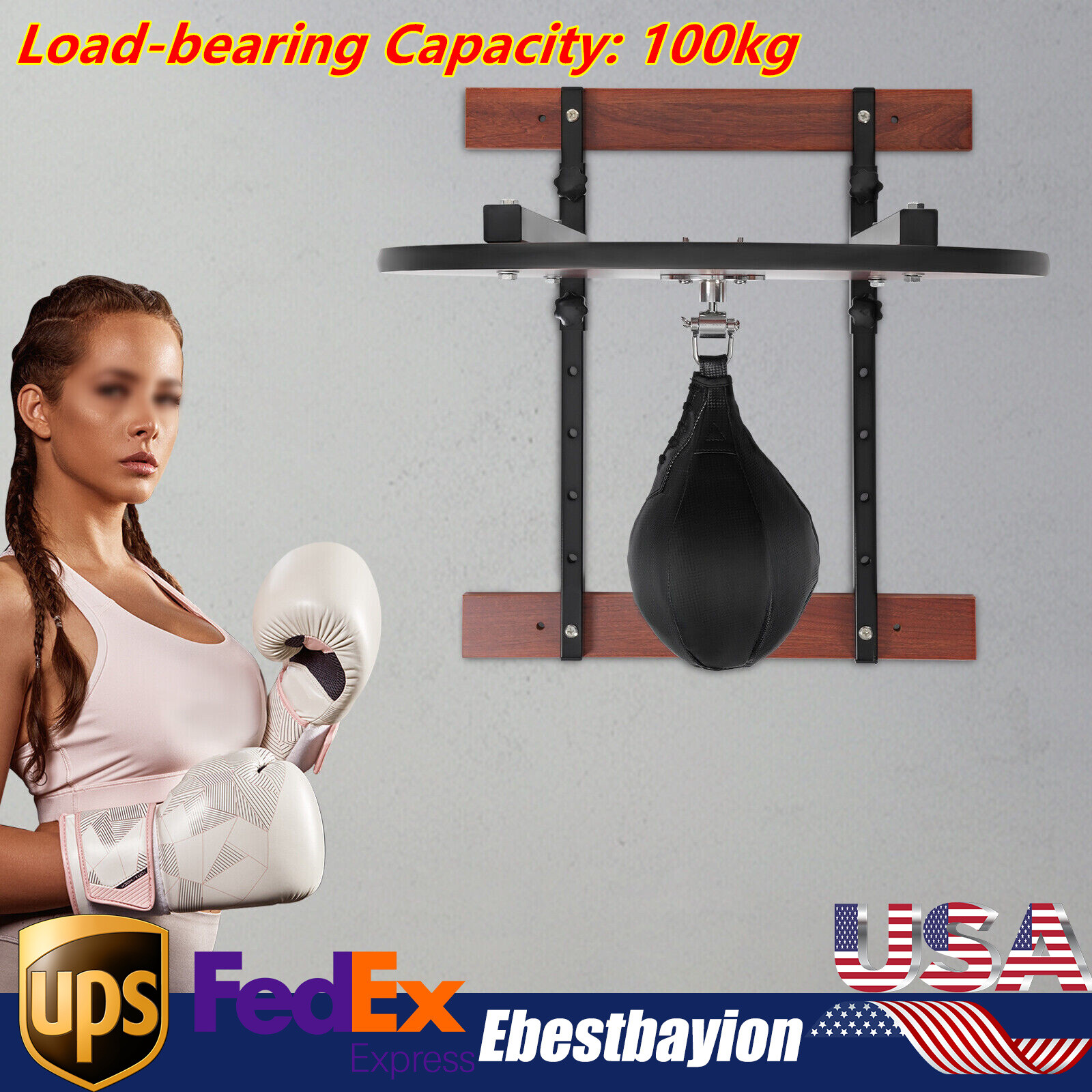 Adjustable Height 360° Swivel Boxing Speed Bag Platform Kit for Fitness Training USA