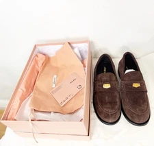 NEW Miu Miu Suade Womens Penny Loafers Dark Brown Size 40/ US 8.5 NIB