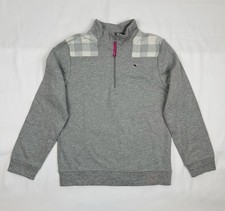 Girls Vineyard Vines 1/4 Zip Sweatshirt-Size S 7/8 Gray-Pima Cotton