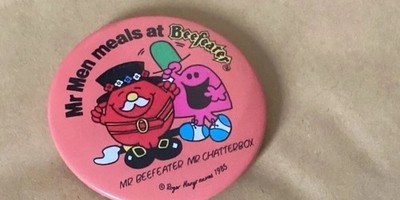 Beefeater Mr Men Meals Vintage Abzeichen 1985