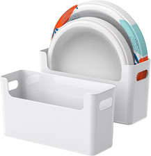2Pcs Paper Plate Dispenser for 6-9.5 in Disposable Plates, White