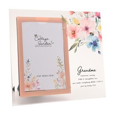 Image of Glass Photo Frame for Grandma with Wording and Floral Design 4'x6' Picture