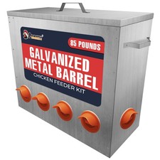 Large Capacity 85lbs Automatic Metal Poultry Feeder Set, Chicken Galvanized T...