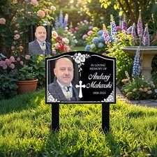 Custom Photo Grave Marker Cemetery Memorial Photo Stake Picture Sympathy Plaque