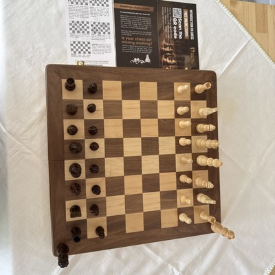 Chess Armory Chess Set 15'' x 15'' Wooden Chess Game Travel Chess Set