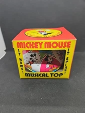 Vintage Straco Walt Disney Mickey Mouse 1978 Spinning Tin Top Metal Toy W/Box