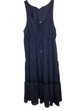 Indigo Rose Womens Size 3X Navy Sleeveless Tiered Shift Maxi Tank Boho Dress