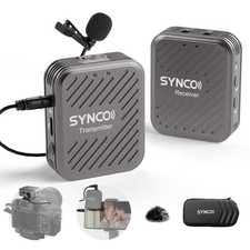 G1 A1 Gray, 2.4GHz Wireless Lavalier Microphone for DSLR Camera, Microphone-...