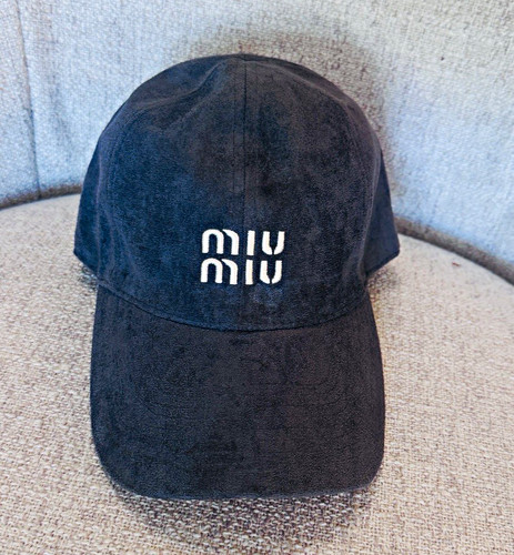 Miu Miu Black Suede Logo Baseball Cap, Women One Size Adjustable size 56-60