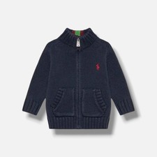 Polo Ralph Lauren Toddler Boy's Blue Pony Full-Zip Cardigan Sweater Size 2-2T