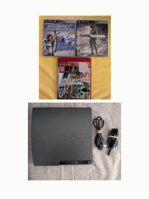 Sony PlayStation 3 Slim PS3 CECH-3001B Console Only w/ Games - Tested