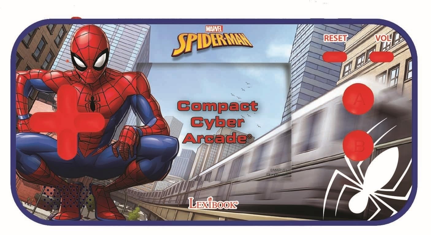 Console portable Spider-Man Cyber Arcade Lexibook avec 150 jeux éducatifs bleus