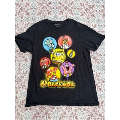 Nickelodeon Spongebob Squarepants Graffiti Graphic Tee Black Mens Large Cotton