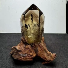 1.83LB high quality natural citrine quartz obelisk crystal wand point +Stand